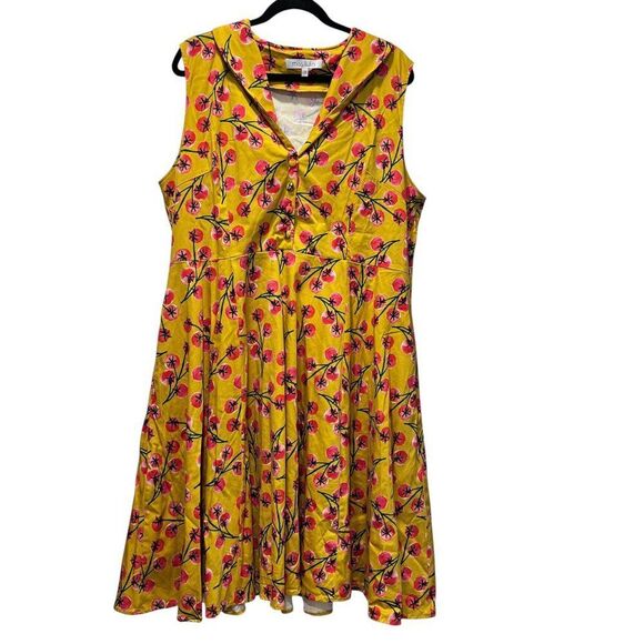 Miss Lulo Cherry Tomato Print Retro Pinup Style Sleeveless Dress Size 2X - Picture 1 of 6